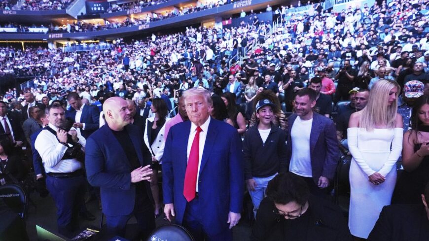 Trump attends UFC championship fight in NJ, taking a break from politics, Musk feud